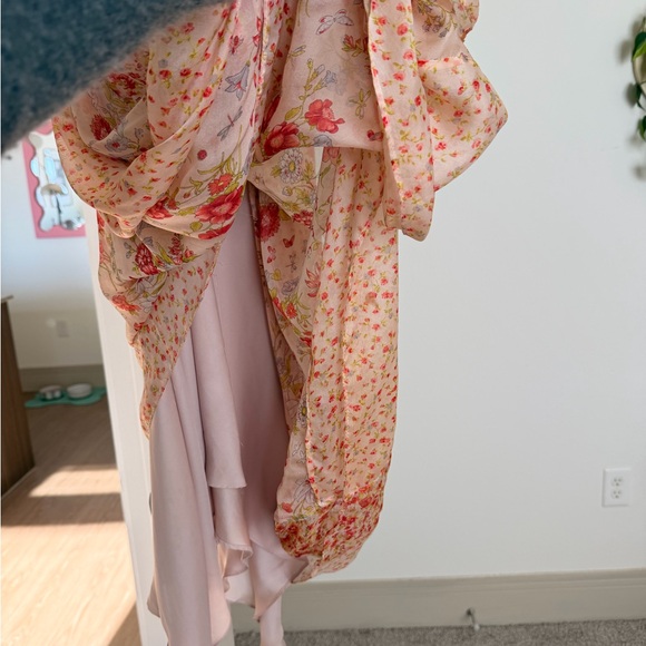 Zara Pink Floral High-Low Slip Dress - Picture 3 of 6